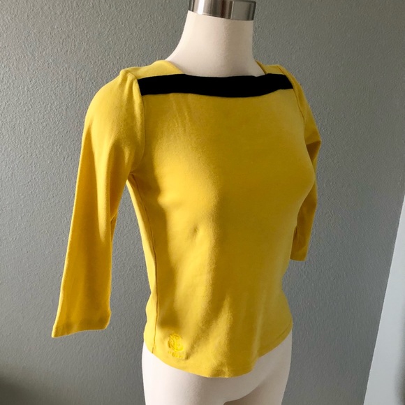 Lauren Ralph Lauren Vintage Yellow/Black Boat Neck Blouse - Picture 5 of 16